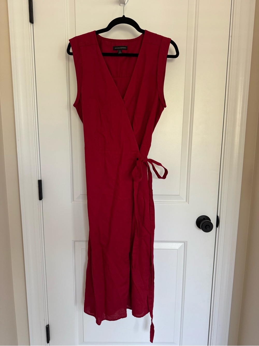 Banana Republic Linen Cotton Wrap Dress Red 12T / 12 Tall